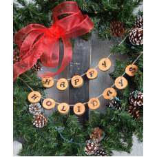 Happy Holidays Wood Round Garland or Wreath Decoration