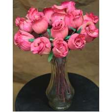 Dried Pink Corn Husk Roses - Closed Buds