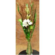 Dried White Rose Grass Bouquet