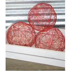 Decorative Wire Balls - 6 inch Red