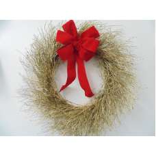 Dried Gold Quail Brush Wreath - Christmas