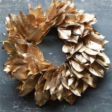 Dried Magnolia Wreath - Gold 24 inch